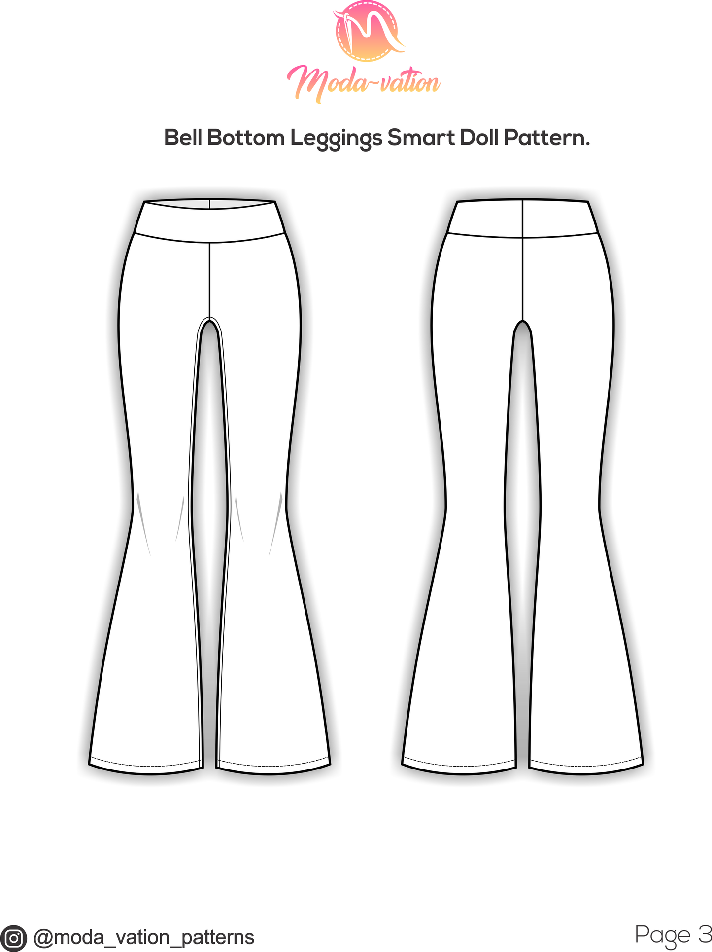 Bell Bottom Leggings Bundle. For Pear Body, Classic Body Smart Dolls, and Minifee. Bell Bottom Pants. Doll clothes patterns PDF.