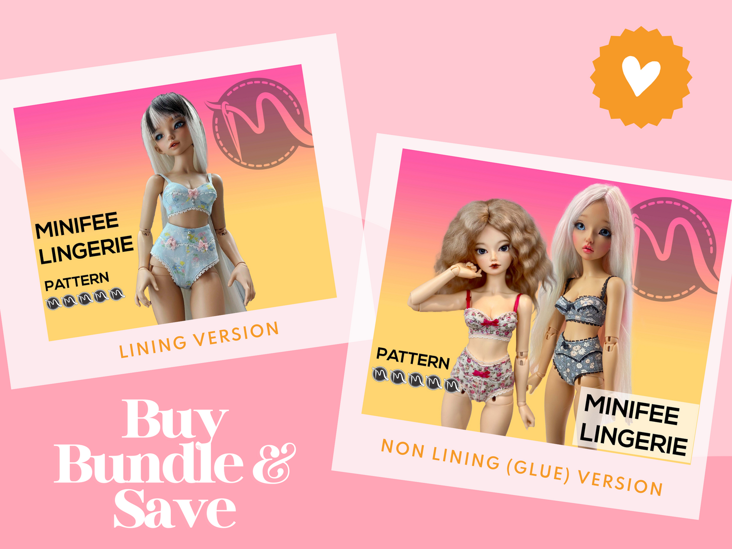 MiniFee doll lingerie set pattern with lining. Digital Download, Doll clothes patterns pdf, Advanced level .
