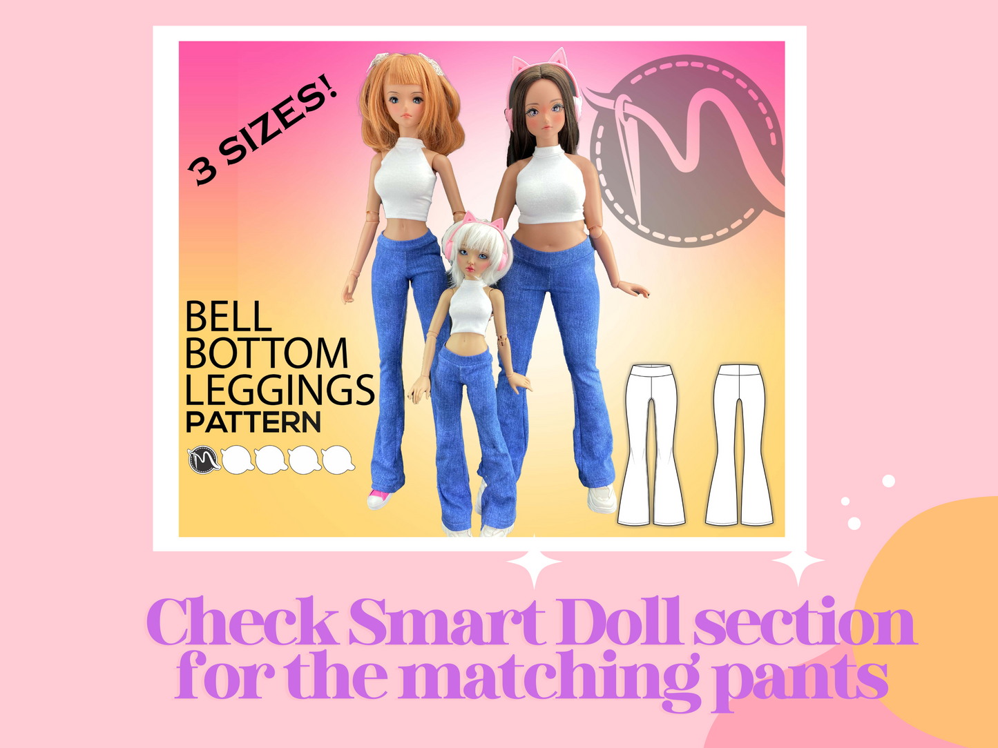 Crop Top for Minifee doll. Crop Top with closed and open back. Doll clothes patterns PDF.