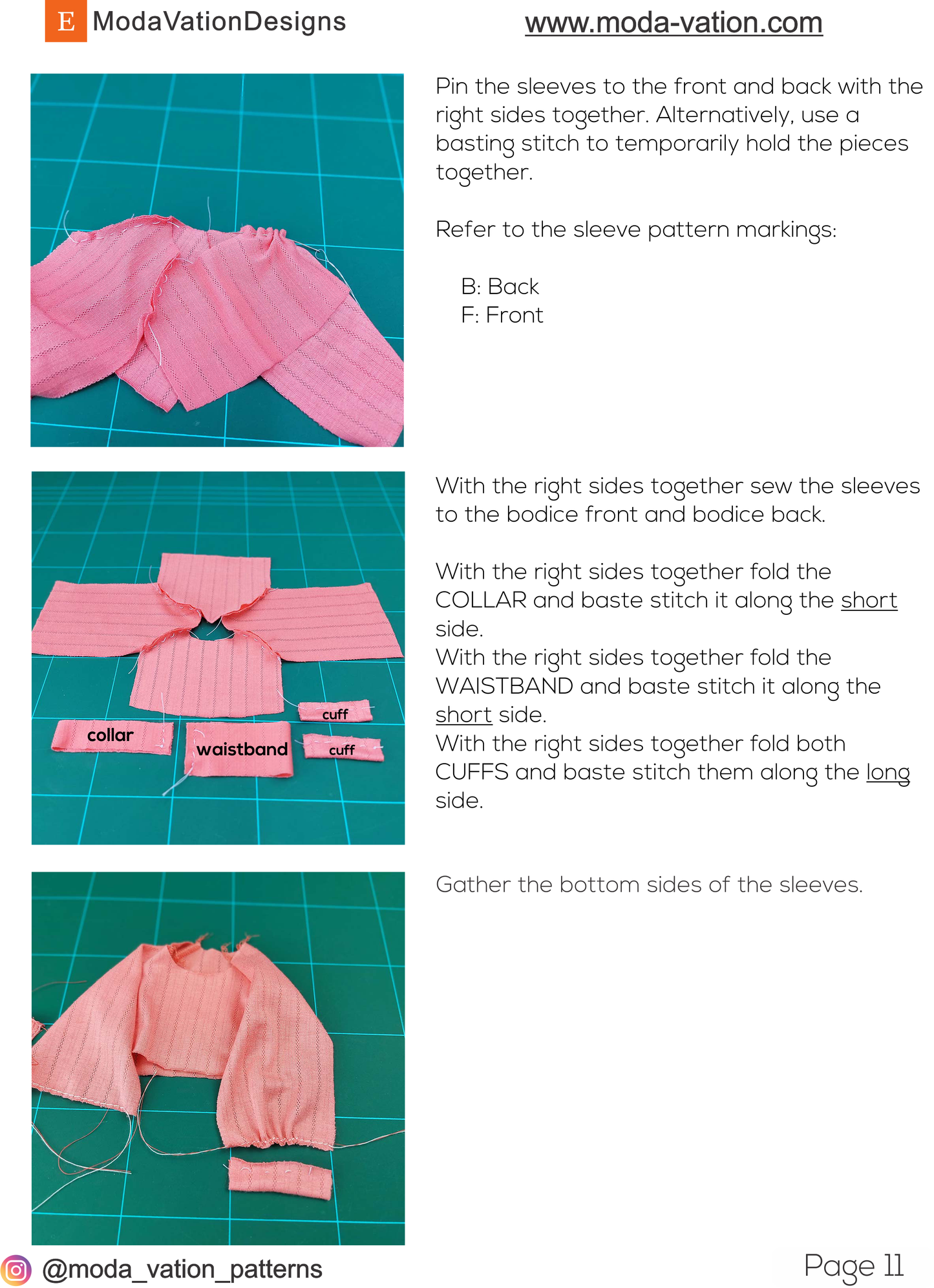 Long Sleeve Raglan Top Sewing Pattern for MSD side. Minifee, Harucasting or 1/4 BJD Doll. Step-by-Step Instructions with Pictures.