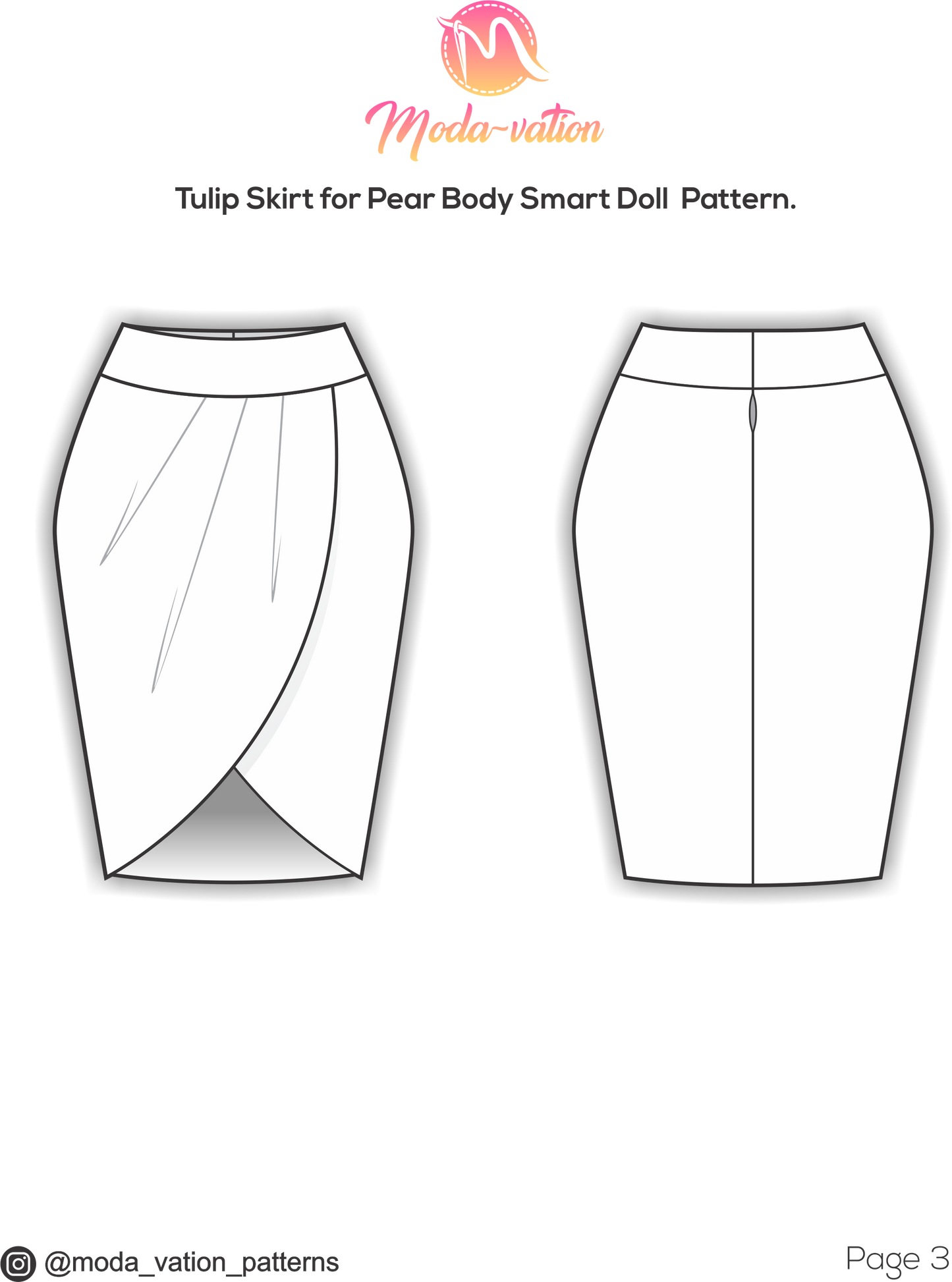Smart Doll Pear Body PATTERN. Tulip Skirt Pattern for Smartdoll. PDF file.