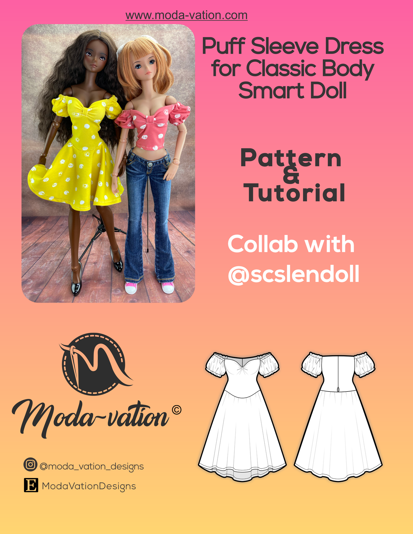 Smart Doll Puff Sleeve High-Low Dress for Classic Body | Easy Sewing Project | Bonus Top Pattern