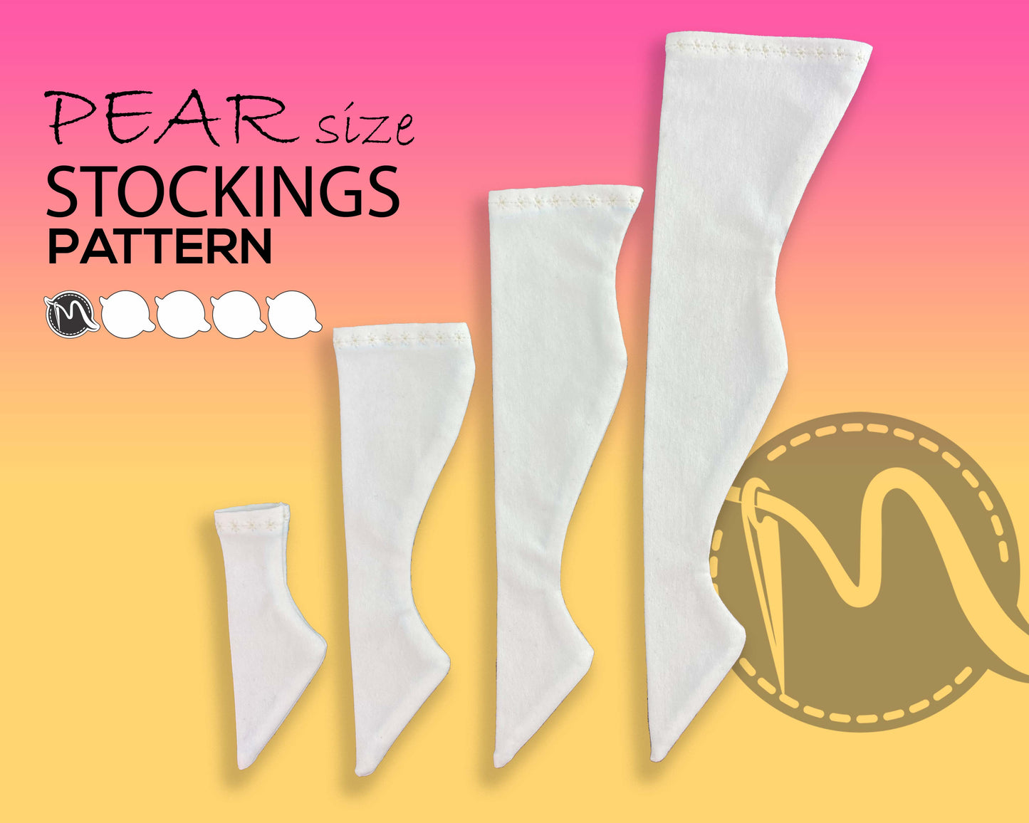 Smart Doll Pear Size Stockings Sewing Pattern - Printable Digital Download. 4 in 1. Step-by-step tutorial. Doll clothes patterns PDF.