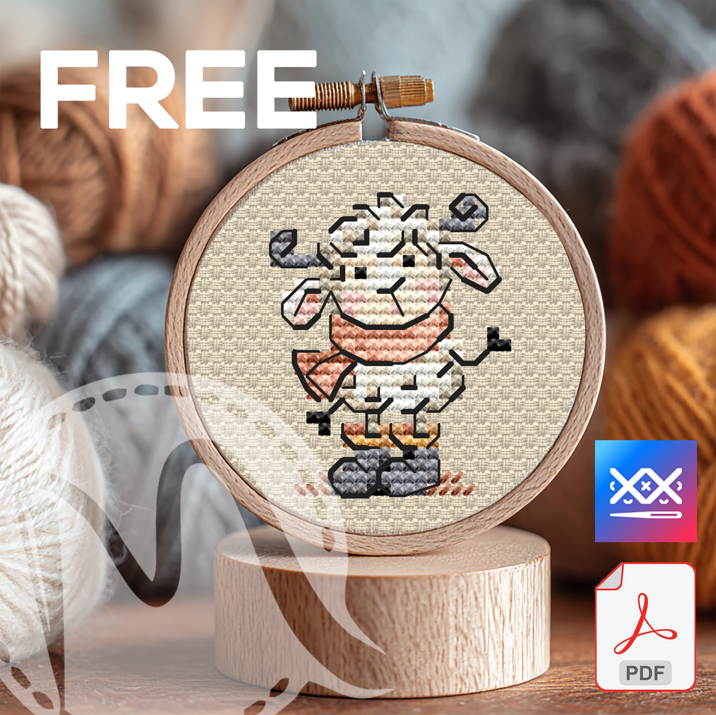 Free cross stitch pattern. Барашек для Флешбома