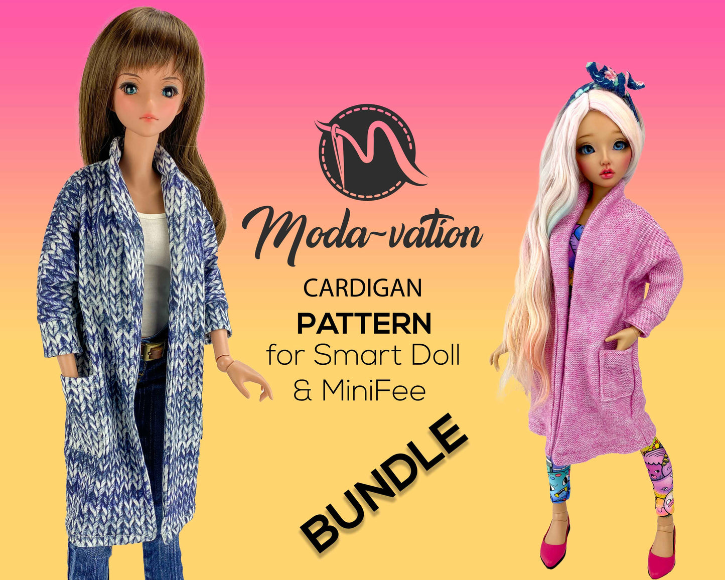 Smart Doll and Minifee PATTERN bundle. Cardigan. PDF file.