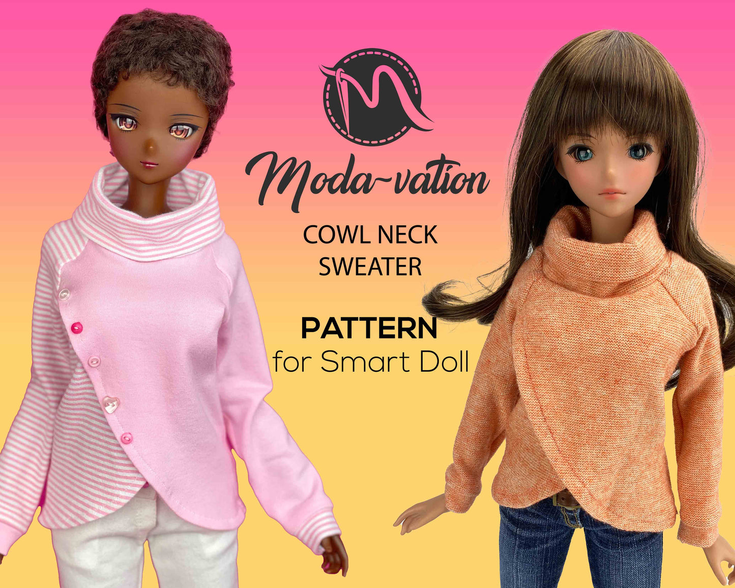 Smart Doll PATTERN. Cowl neck oversized sweater for Smartdoll. PDF file. Doll clothes patterns pdf. Smart Doll Clothes