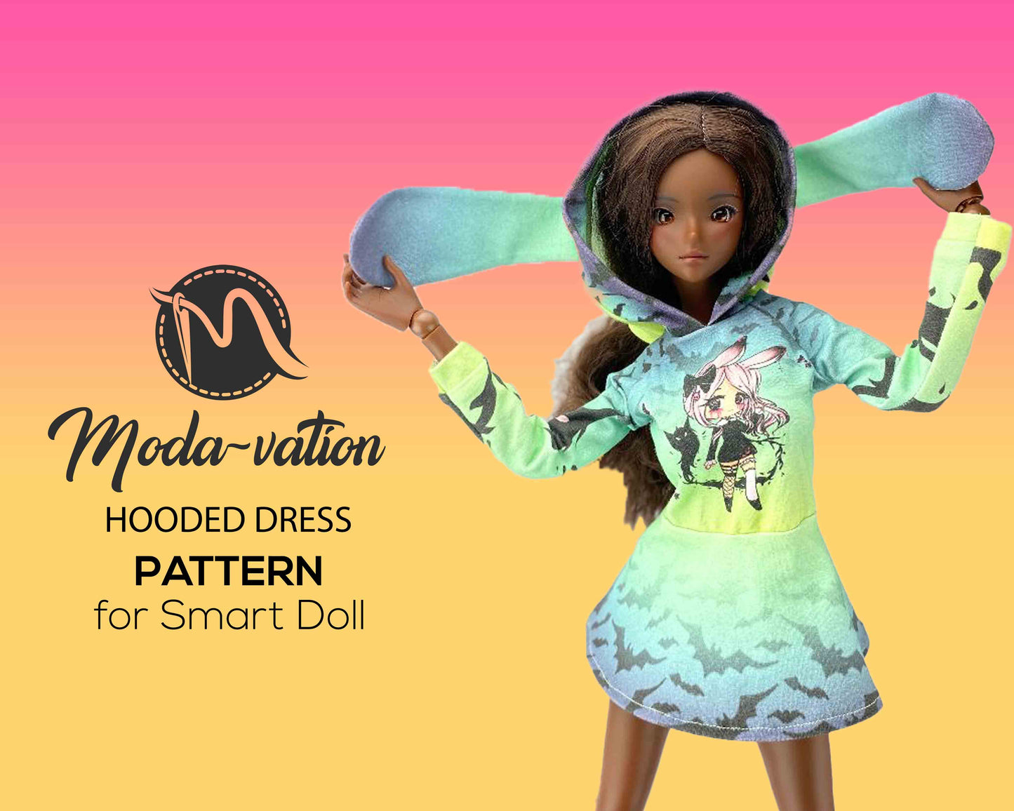 Hooded Dress pattern for Smart Doll. Fits Medium Smooth Bust and Small default bust.