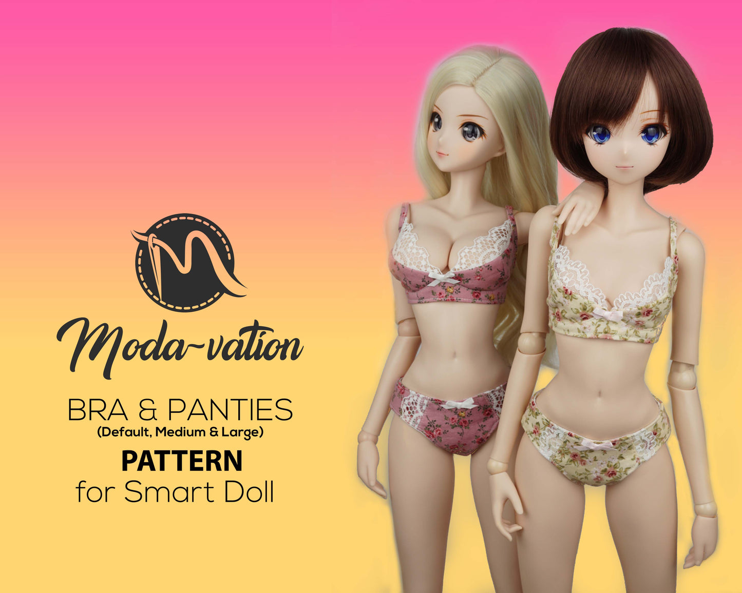 Smart Doll Lingerie Set Pattern. Smart Doll Clothes. Bra Smartdoll Panties Robe Doll Clothing Sewing DIY. Doll clothes patterns pdf