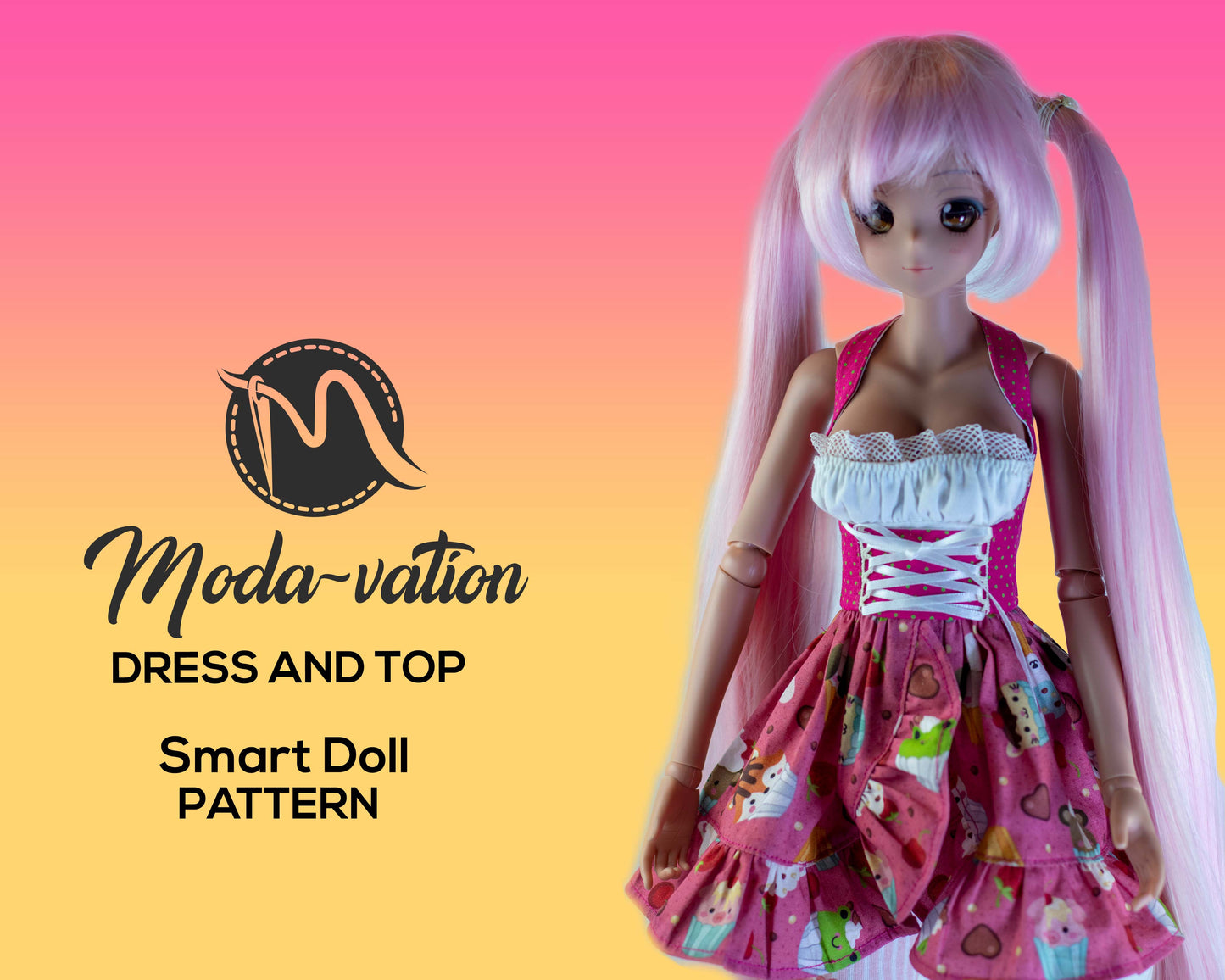 SMART DOLL DRESS and top pattern. Digital Download, Pattern for 1/3 doll. Doll clothes patterns digital pdf.