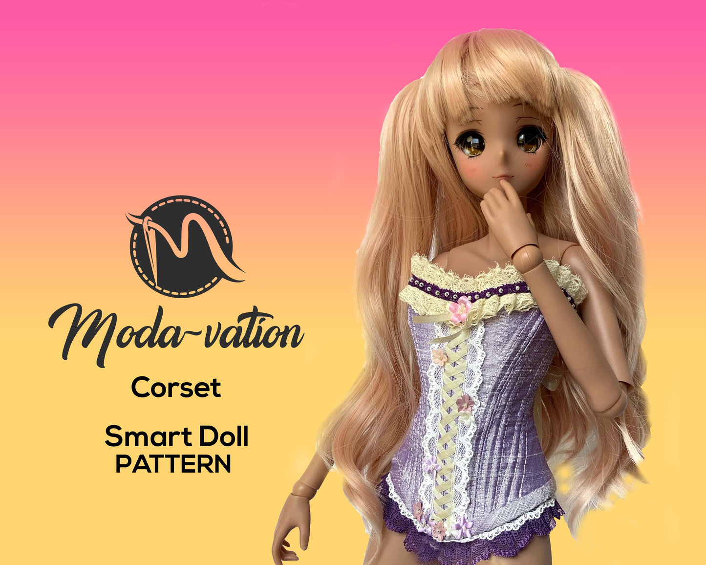 SMART DOLL CORSET pattern. Sewing Pattern for Smart Doll. Pattern with sewing tutorial steps. Doll clothes patterns pdf. Smart Doll clothes