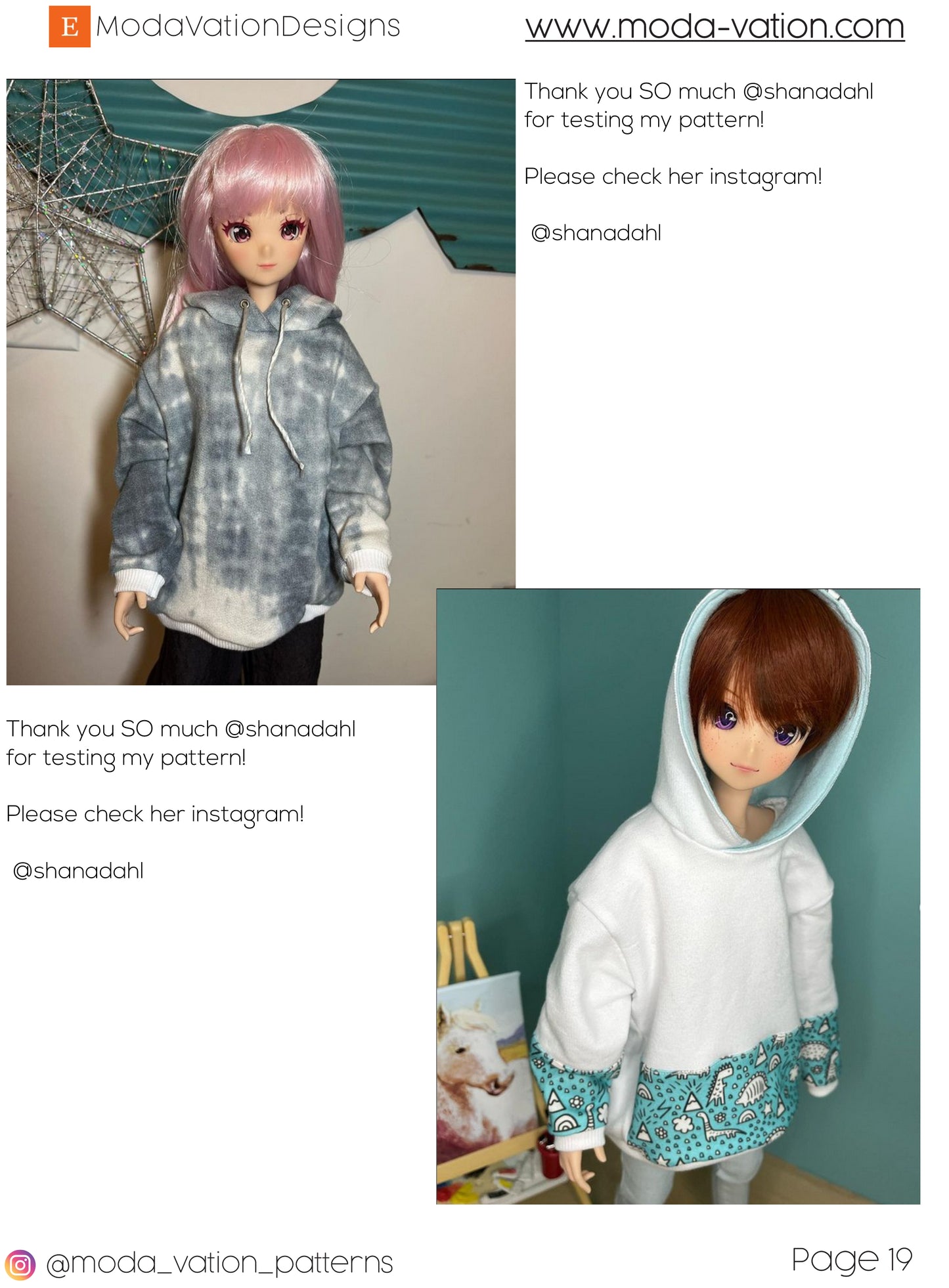 Mini Dollfie Dream Oversized Hoodie Pattern. MDD doll pattern. PDF file. Doll clothes patterns pdf. Step-by-step Instructions.