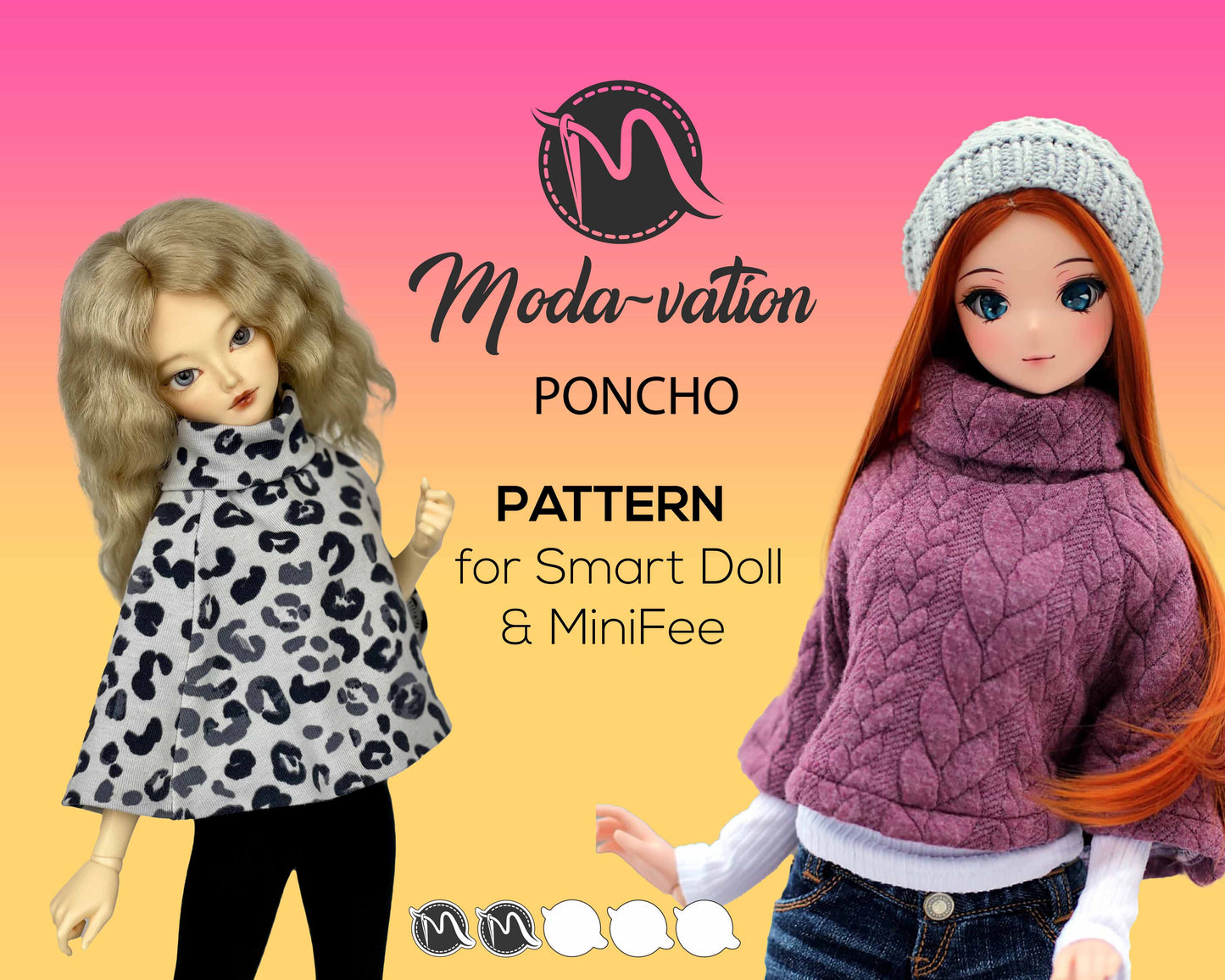 Smart Doll and Minifee Doll Poncho Pattern. PDF file digital download. Doll clothes patterns pdf.