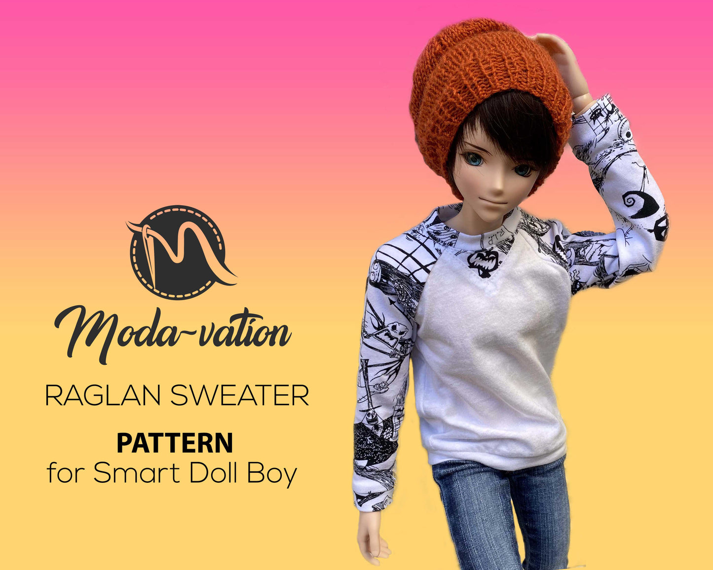 Smart Doll Men Raglan Sleeve Sweater PATTERN. Sewing Pattern for Smart Doll. Doll clothes patterns pdf.