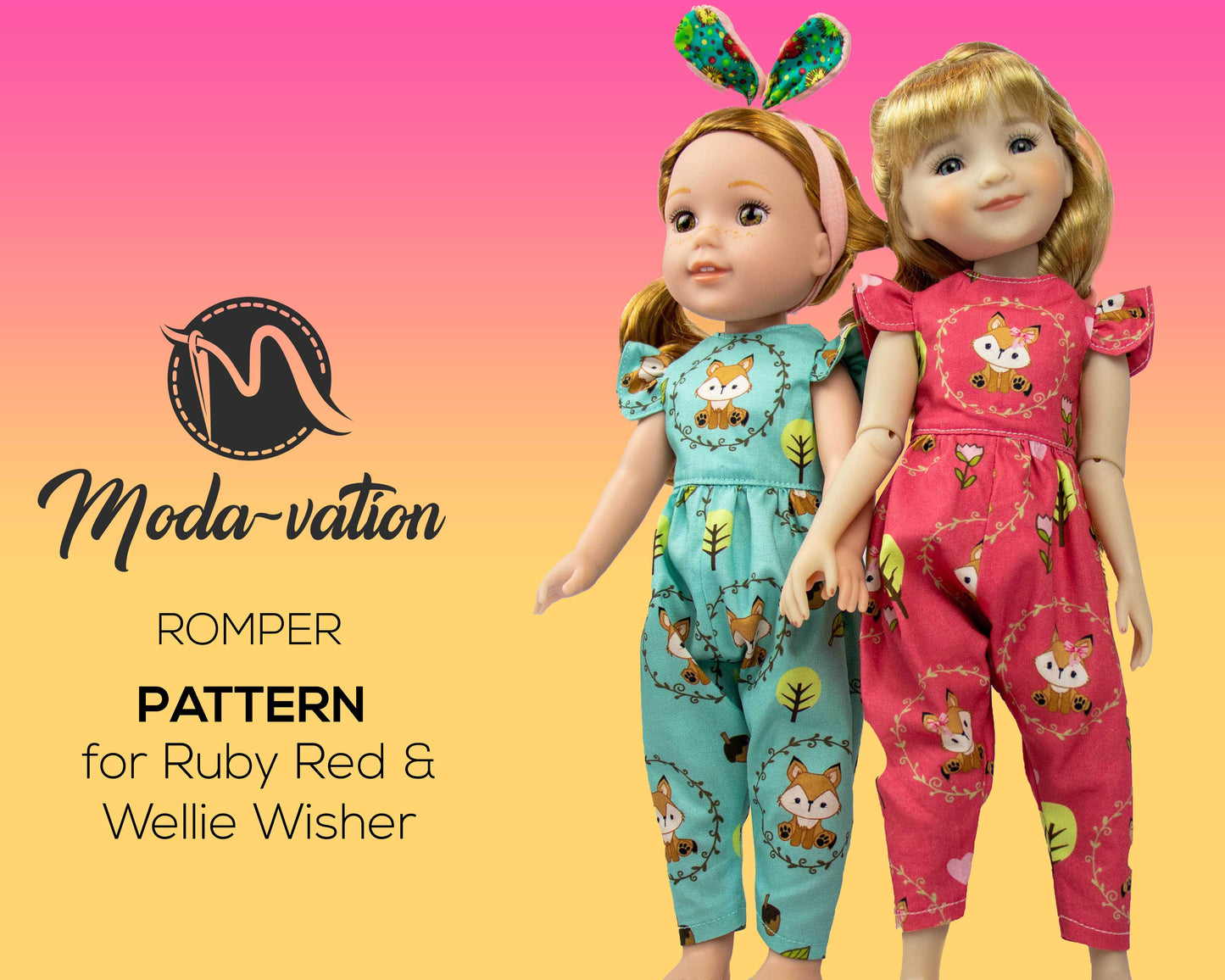 Romper Sewing Pattern for Ruby Red and Wellie Wisher Dolls.