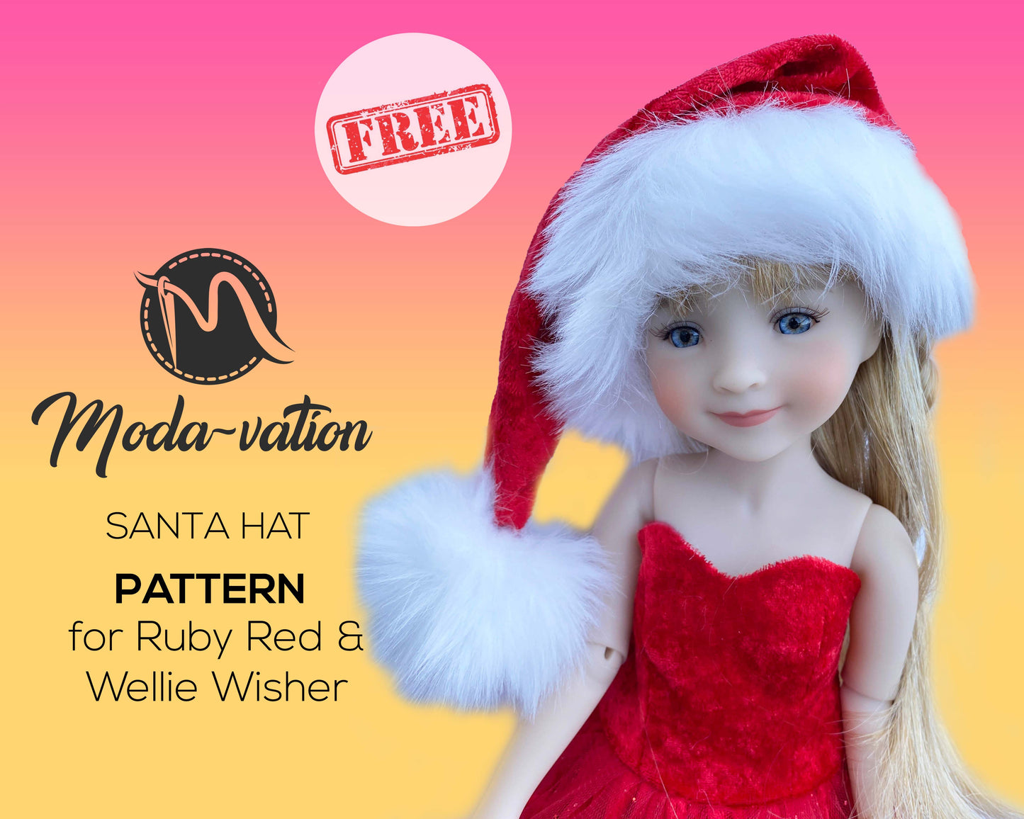 FREE SANTA HAT PATTERN for Ruby Red Doll and Wellie Wisher with subscription!