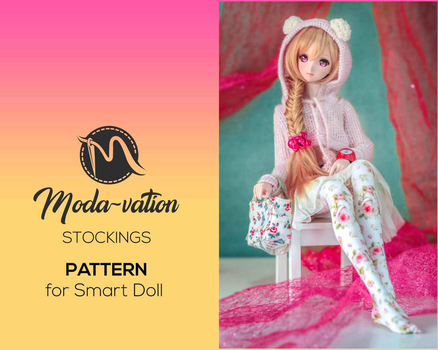 Smart Doll Clothes Stockings PATTERN. Sewing Pattern for Smart Doll, DD. Printable Pattern & tutorial steps. Doll clothes patterns pdf.