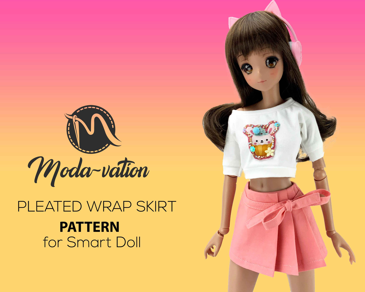 Smart Doll Pleated Wrap Skirt Pattern. Doll clothes pattern PDF. Smart Doll Clothes.