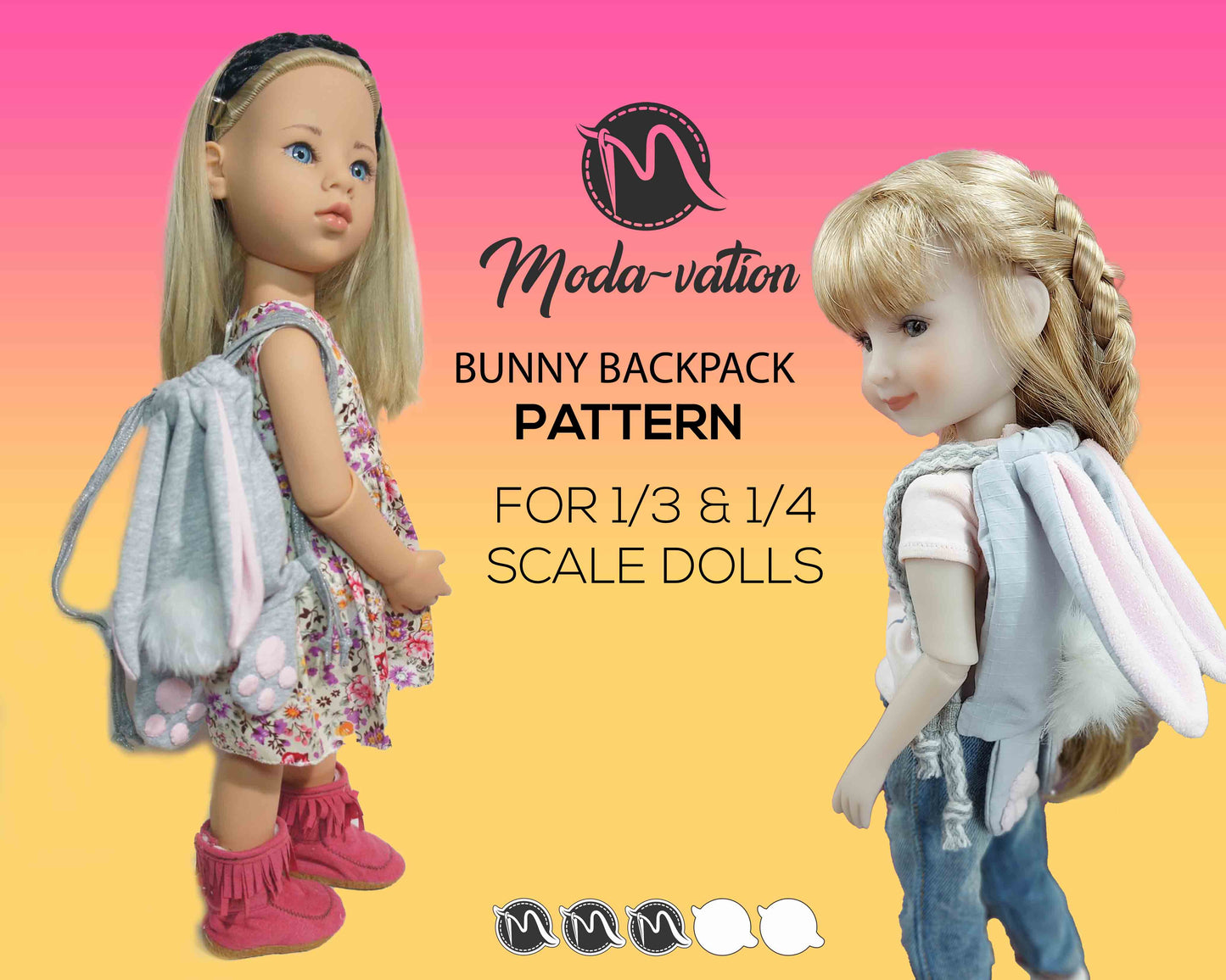 Backpack pattern for dolls. Fit Smart doll, Ruby Red, Gotz, AG and other dolls. Two sizes in this tutorial with a lot of pictures