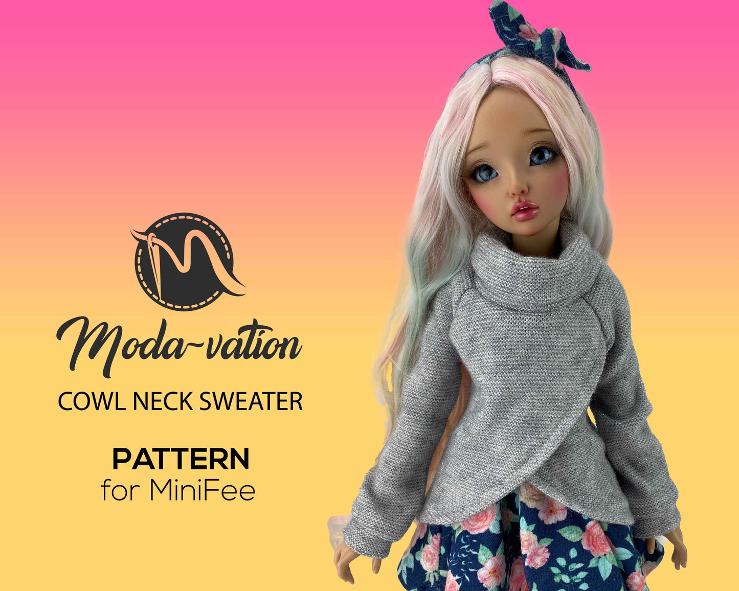 Minifee Doll PATTERN. Cowl neck oversized sweater for Minifee MSD. PDF file. Doll clothes patterns pdf. Smart Doll Clothes
