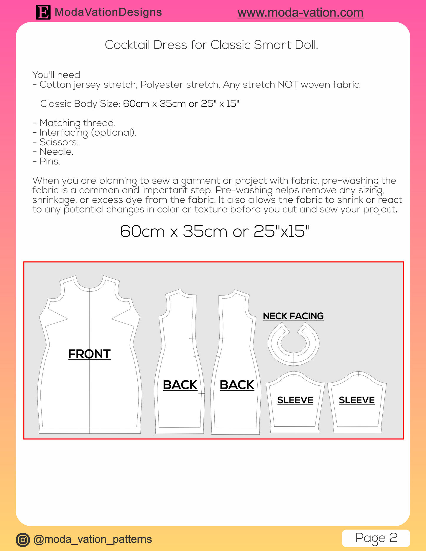 Smart Doll Cocktail Dress. Smart Doll Classic Pattern for three busts large, medium, and default. Doll clothes patterns PDF.