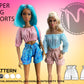 Paper Bag Shorts Sewing Pattern for Integrity Toys, Poppy Parker, Blythe, Jacoosun, Hminor, and other 1/6 scale dolls. Step-by-step tutorial