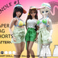 Paper Bag Shorts Bundle ONE. Sewing Pattern for Smart Doll, Pear and Dollfie Dream. Step-by-step. Doll clothes patterns PDF.