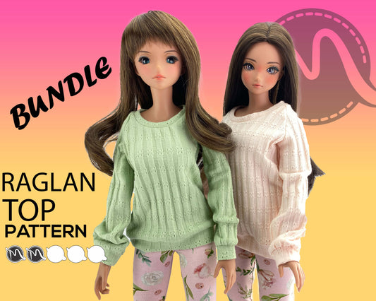 Smart Doll PATTERN Bundle. For Pear Body and Classic Body Smart Dolls. Long Sleeve Raglan Top for Smartdoll.