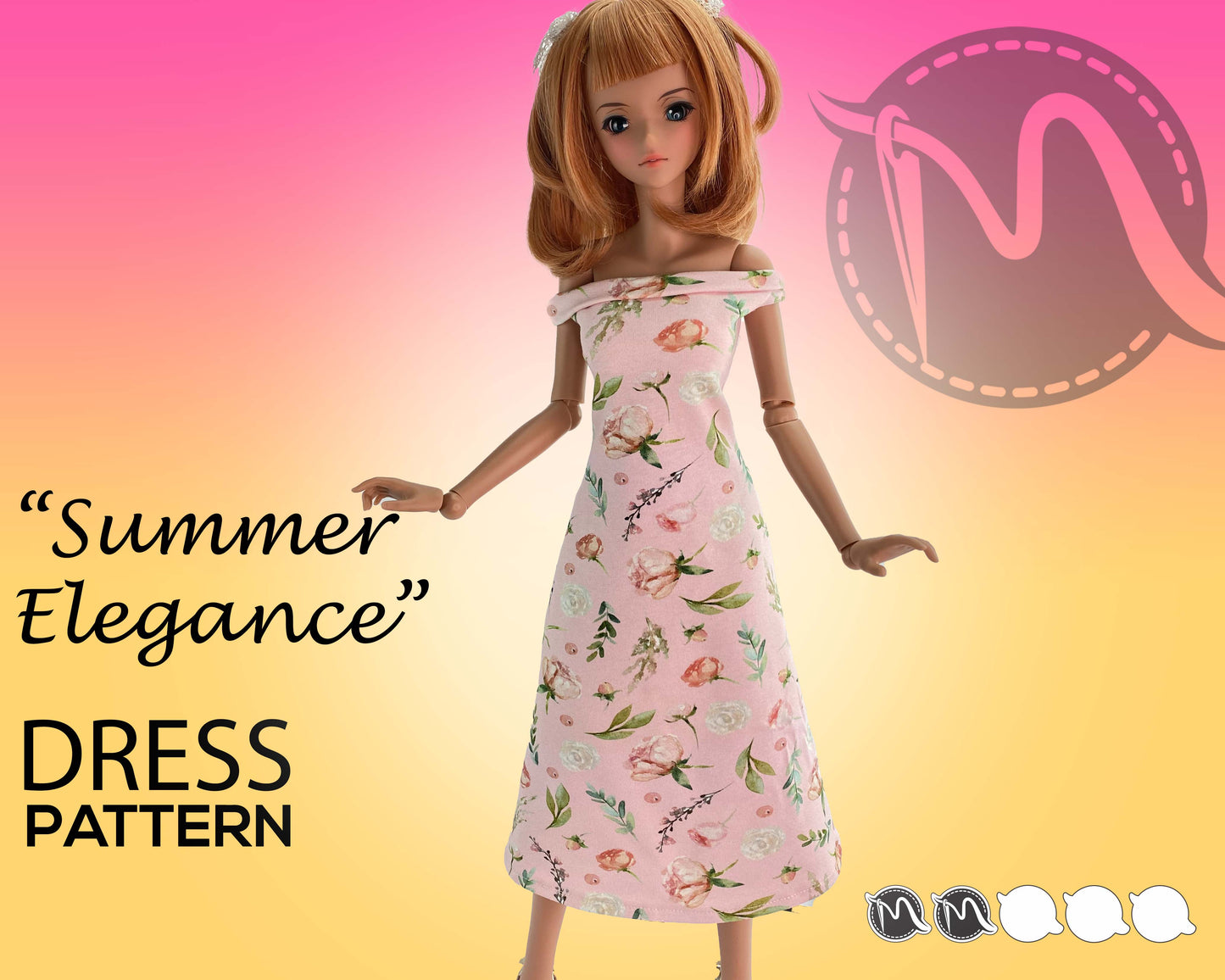 Smart Doll PATTERN Bundle. For Classic Body Smart Dolls. Summer Elegance Dress Sewing Pattern.