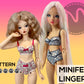 MiniFee doll lingerie set pattern with NO lining. Digital Download, Doll clothes patterns pdf, Advanced level.