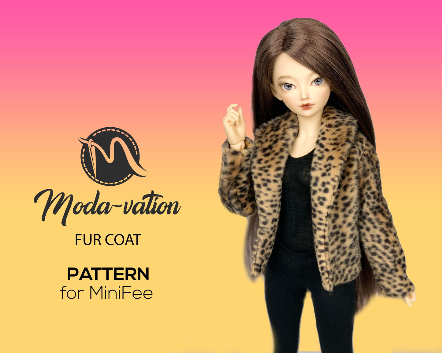 MiniFee doll clothes, Fur Coat Pattern, Fit Fashion dolls 16" and Ellowyne Wilde, DiY project, Digital Download, Doll clothes patterns pdf