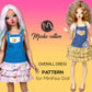 MiniFee Doll Overall/dungaree/skirtall PATTERN. Sewing Pattern for MSD size. Printable Pattern. Doll clothes patterns pdf