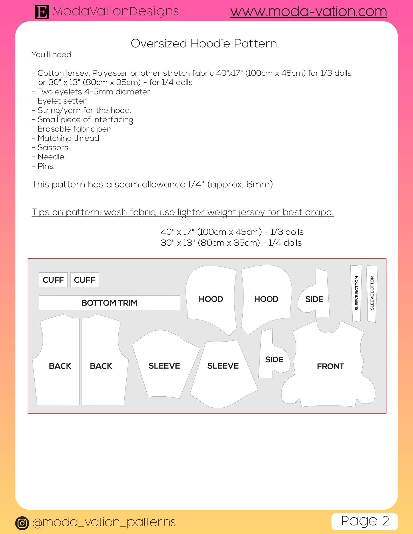 Smart Doll Oversized Hoodie Pattern. PDF file. Doll clothes patterns pdf. Step-by-step Instructions of the process
