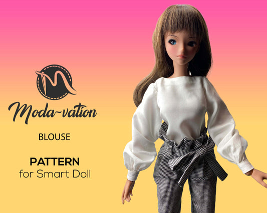 Smart Doll Blouse PATTERN. Silky blouse for Smartdoll. PDF file with step by step tutorial. Doll clothes patterns pdf. Smart Doll Clothes