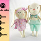 Bunny Toys sewing pattern. Bunny girl and boy. Dress and Headband, Pants and bow. Video Tutorial on YouTube.