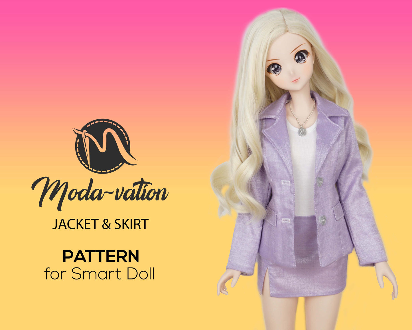 Jacket & Skirt PATTERN for Smart Doll. Sewing Pattern, Printable Pattern with sewing tutorial steps. Doll clothes patterns pdf.