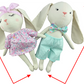 Bunny Toys sewing pattern. Bunny girl and boy. Dress and Headband, Pants and bow. Video Tutorial on YouTube.